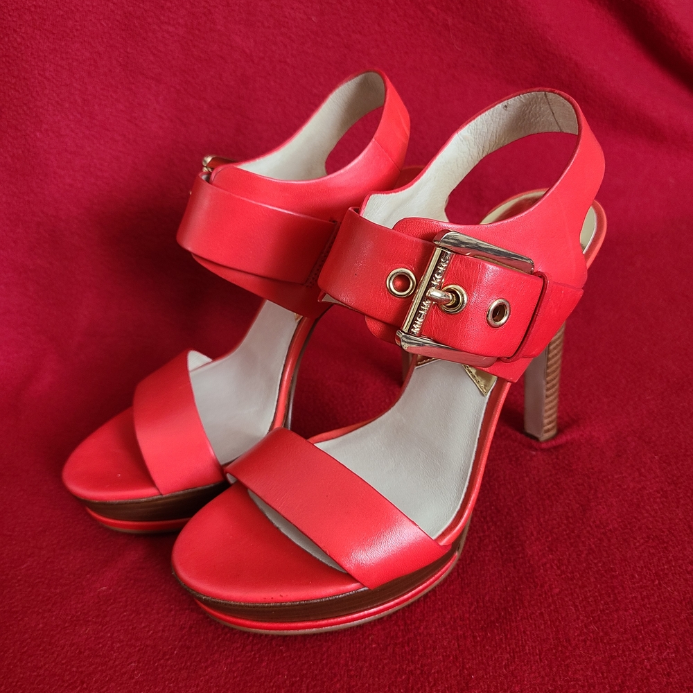 Michael Kors Orange Sandals with Gold Accents